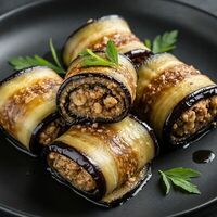 Рулетики из баклажан с грецким орехом в Бизон