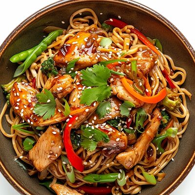 Пшеничная лапша с курицей в На ночь жрать по цене 400 ₽