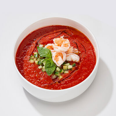 Гаспачо с креветками в Много лосося по цене 450