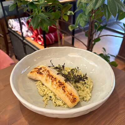 Судак с песто ризони в История любви по цене 680 ₽