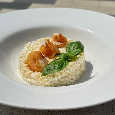 Птитим в сливочном соусе с креветками в Noba по цене 720 ₽