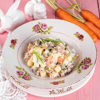 Оливье с постной колбасой в Катюша Katyusha