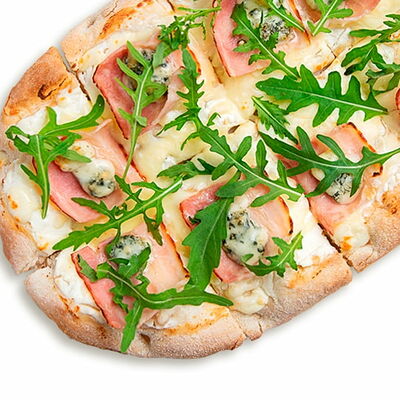 Бекон-горгондзола в Некруглая пицца и роллы по цене 431 ₽