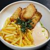 Куриные стрипсы с картофелем фри и соусом гриль в Nuahule по цене 25