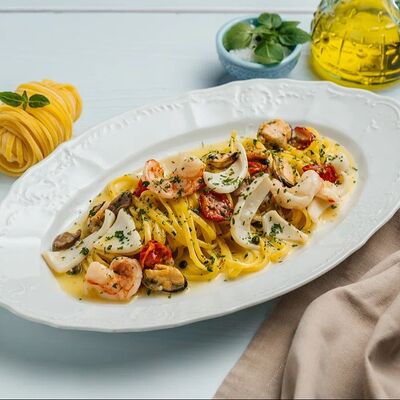 Лингвини с морепродуктами в Lucia osteria по цене 1540 ₽