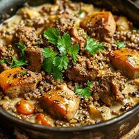 Куриная печень в сливочном соусе с гречкой в Арими
