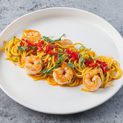 Тальолини с креветками в анчоусном соусе в Terra&Mare по цене 750 ₽