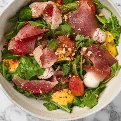 Салат с пармской ветчиной и манговым соусом в Mikemolly по цене 850 ₽