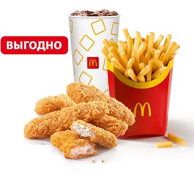 Куриные Стрипсы (5 шт.) Большой МакКомбо в Макдоналдс по цене 269 ₽