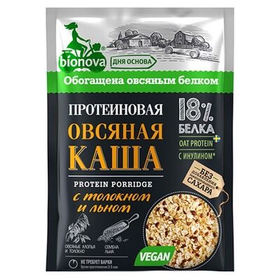 Каша протеиновая Овсяная с толокном и льном Bionova в Будет польза по цене 60 ₽