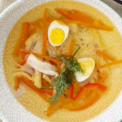 Суп Куриный с овощами и перепелиным яйцом в Unity по цене 320 ₽