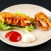 Корн-дог с сыром Моцарелла, пеперони и вялеными томатами в Вафливафли по цене 340