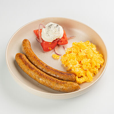 Из трех яиц(скрембл): Зелень, колбаски, помидоры в Южанин по цене 88000 сум