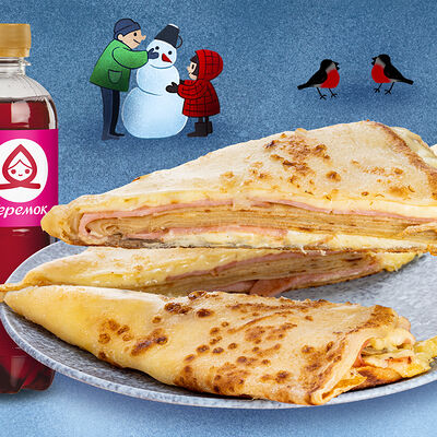 Мега блин с сыром и ветчиной и Морс 0,5 л в Теремок по цене 1070 ₽