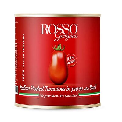 Томаты Rosso Gargano Pelati очищенные целые в собственном соку в Ченто Пицца по цене 2100 ₽