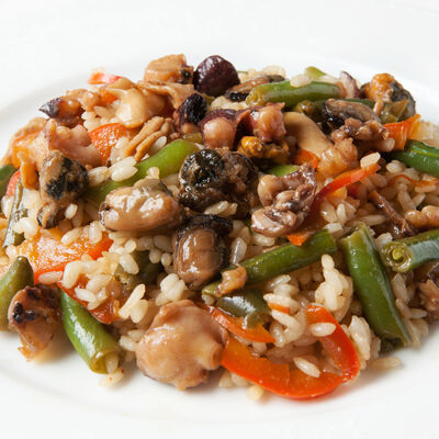 Тяхан с морепродуктами в Фитнес меню по цене 650 ₽