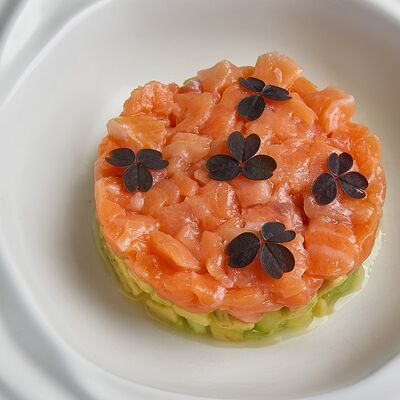 Тартар из лосося с огурцом и авокадов Великий Goodwine по цене 790 ₽