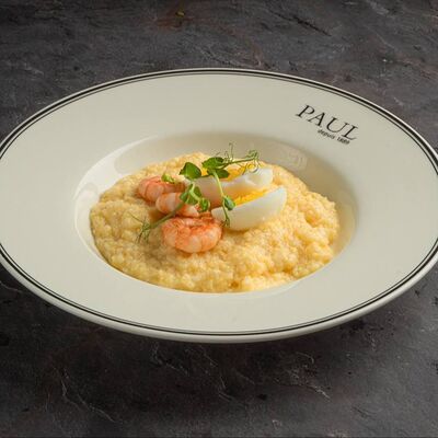 Полента с креветками и яйцом в Paul по цене 17 р.