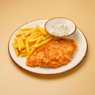 Шницель куриный с картофелем фри в Атлас еды по цене 600 ₽