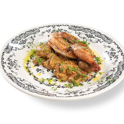 Цыпленок-корнишон с картофелем беби в горчичном соусе в Bimi Vita по цене 870 ₽