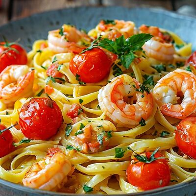 Фетучини с креветками в сливочном соусе в РАКИДОНА по цене 650 ₽