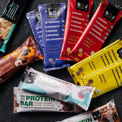 Батончики и печенья Soj в Mr.Black по цене 140 ₽