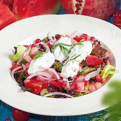 Арбузный салат с сырным соусом в Мушмула по цене 339