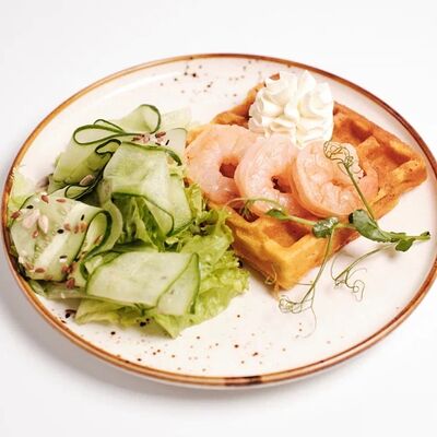 Тыквенная вафля с креветками в ОГОРОДБАР по цене 530 ₽