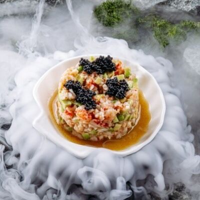 Тартар с раковыми шейками и икрой палтуса в Раковарня Клешни и Хвосты по цене 1105 ₽