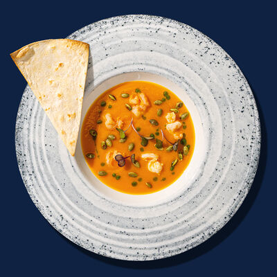 Пряный тыквенный суп с креветкой в Рыбная мануфактура №1 по цене 678 ₽