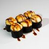 Малый запечённый ролл с копчёным лососем, зелёным луком и спайси в ЁБИСАН по цене 899
