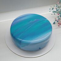 Муссовый торт с синими и голубыми разводами в Katicake