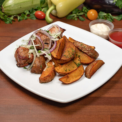 Шашлык из свинины с картофелем по-домашнему в Шашлычкофф по цене 339