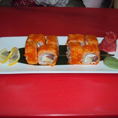 №106 в тобико с лососемв Васаби по цене 490 ₽