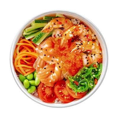 Лакшми с лососем, креветкой, икрой масаго и корейской морковью в MYBOX по цене 550 ₽