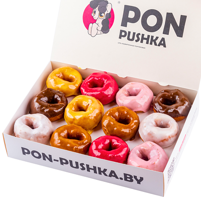 Бокс пончики Глазированные M в PON-PUSHKA по цене 29 р.