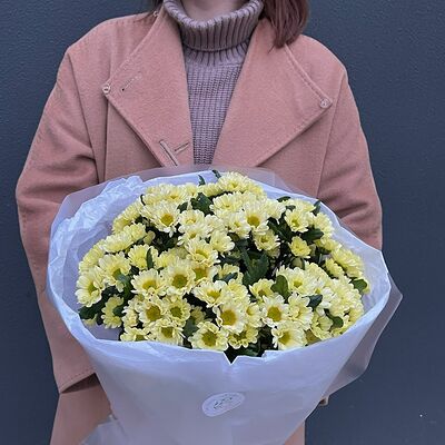 Моно букет из лимонных сантиний в Не плачь, пей кофе по цене 6750 ₽