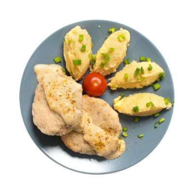 Биточек рыбный запеченный с картофельным пюре в Азбука Вкуса Экспресс Меню по цене 298 ₽