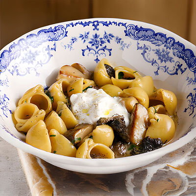 Лумаке с белыми грибами и страчателлой в Joli grand bistrot по цене 1650 ₽