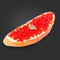 Тост с веган маслом и красной икрой на тартине в PITA