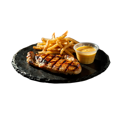 Курица на гриле с картофелем фри в Fat house по цене 650 ₽