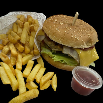 Бургер со свининой и картошка фри в Kaikan по цене 665 ₽