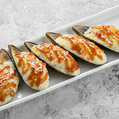 Запеченные мидии в Нектарин по цене 600 ₽