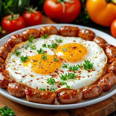 Яичница с сосисками в Вкус и цвет по цене 225 ₽