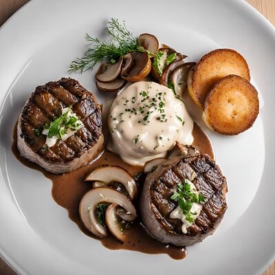 Медальоны под грибным соусом в Триумф по цене 690 ₽