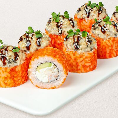 Шеф-ролл с угрем и креветкой в Суши Wok по цене 889 ₽