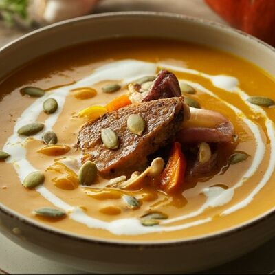 Суп-крем из тыквы с куриной печенью в Фабрика-кухня ex. The Black Door по цене 10 р.