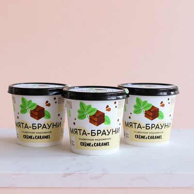 Мороженое мятное с кусочками брауни в Натуральное мороженое Creme & Caramel по цене 242 ₽