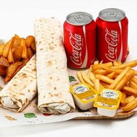 2 в лаваше, 2 колы 0.3, фри, по деревенски, 2 сырных соуса в Doner №1