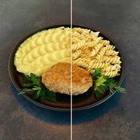 Котлета мясная с макарошками или с пюрешкой в Перекусъ